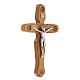 Wood crucifix, engraved St. Benedict's medal and decorations, metallic Christ, 13 cm s3