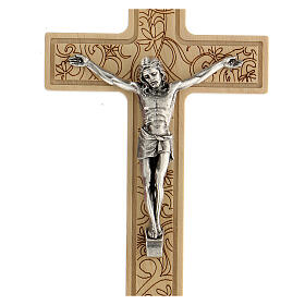 Kruzifix aus verziertem Holz mit Christuskőrper aus Metall, 16,5 cm