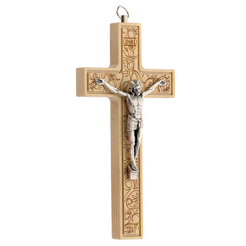 Kruzifix aus verziertem Holz mit Christuskőrper aus Metall, 16,5 cm 3