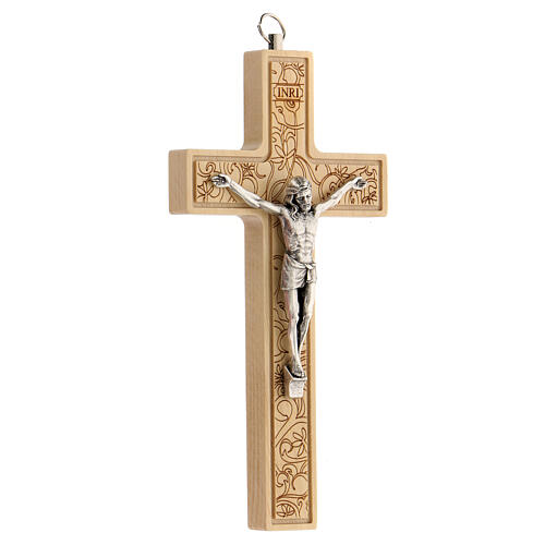 Crucifix décoré bois Christ métal 16,5 cm 3