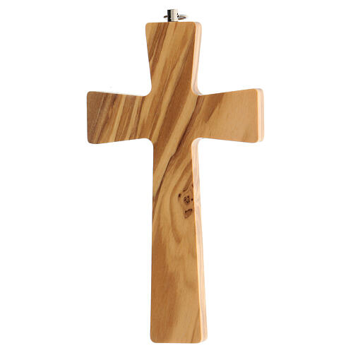 Crucifix bois olivier sculpté Christ métal 15 cm 4