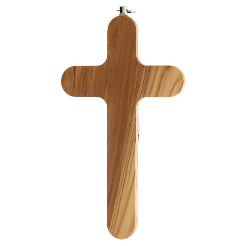 Crucifijo madera olivo bordes redondeados Cristo metal 15 cm 4
