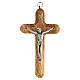 Crucifijo madera olivo bordes redondeados Cristo metal 15 cm s1