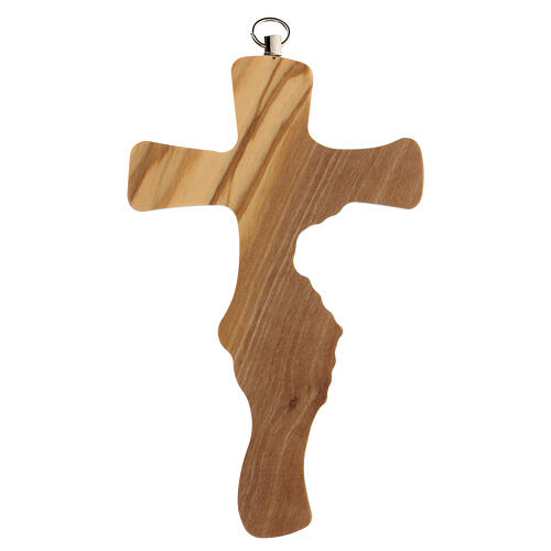 Kruzifix aus Olivenbaumholz mit Freundschaftszeichen, 14 cm 4