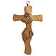 Kruzifix aus Olivenbaumholz mit Freundschaftszeichen, 14 cm s1