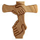 Kruzifix aus Olivenbaumholz mit Freundschaftszeichen, 14 cm s2