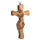 Kruzifix aus Olivenbaumholz mit Freundschaftszeichen, 14 cm s3