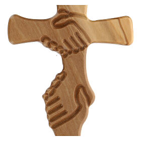 Crucifix signe de la paix bois olivier 14 cm