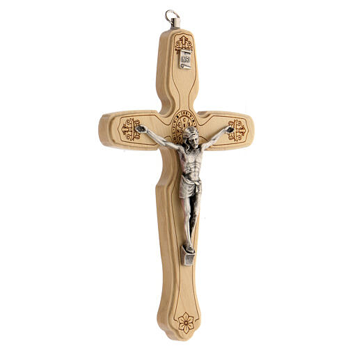 Saint Benedict's wood crucifix, metal Christ, 18 cm 3