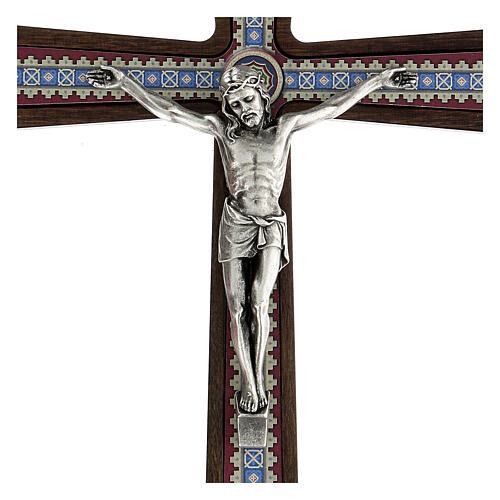 Crucifix décorations bois Christ argenté 29 cm 2