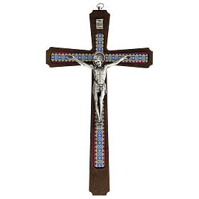 Crocifisso decorazioni legno Cristo argentato 29 cm