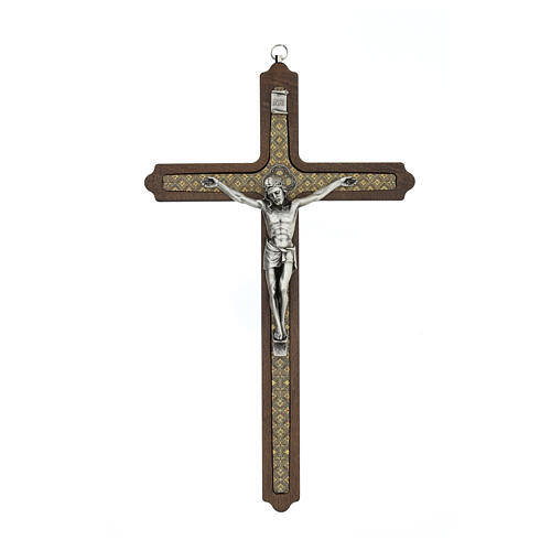 Decorated crucifix, wood and metal, 30 cm 1