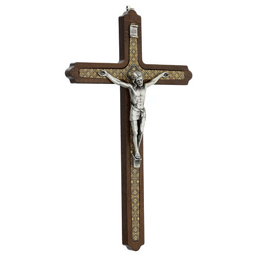 Crucifix décorations géométriques bois et métal 30 cm 2