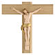 Crucifix 50 cm bois noyer peint Christ résine peinte main s2