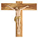 Crucifix 50 cm bois olivier Christ résine peinte main s2