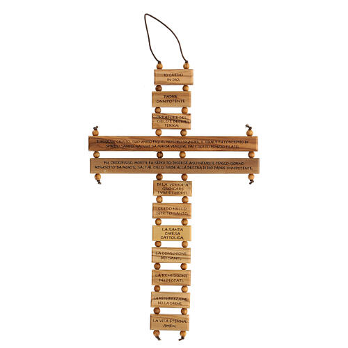 Glaubensbekenntnis-Kruzifix aus Olivenbaumholz, 22 cm 1
