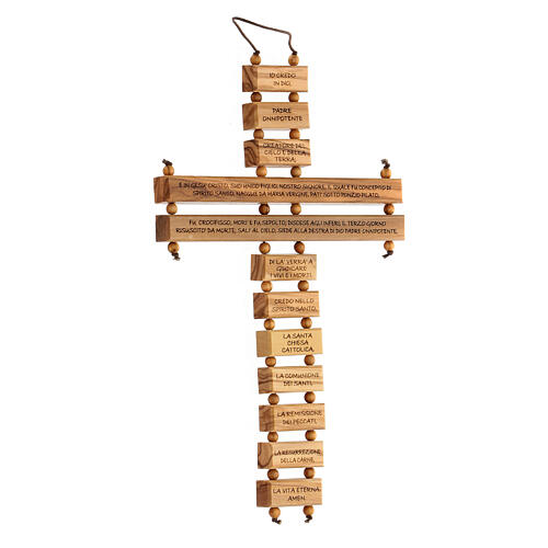 Glaubensbekenntnis-Kruzifix aus Olivenbaumholz, 22 cm 3