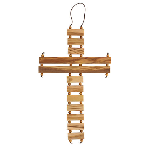 Glaubensbekenntnis-Kruzifix aus Olivenbaumholz, 22 cm 5