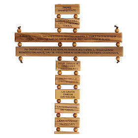 Olivewood crucifix, Apostles' Creed ITA, 21 cm