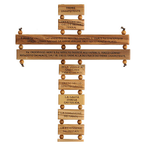 Olivewood crucifix, Apostles' Creed ITA, 21 cm 2