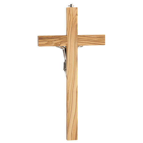 Crucifix Christ métal bois olivier 25 cm INRI 4