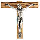 Crucifix Christ métal bois olivier 25 cm INRI s2