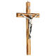 Crucifixo Cristo metal madeira oliveira 25 cm s3