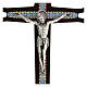 Kruzifix aus dunklem Holz mit bunten Einsätzen und Christuskőrper aus Metall, 30 cm s2