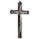 Dark wood crucifix, colourful inserts, metallic Christ, 30 cm s3