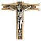 Kruzifix aus hellem Holz mit bunten Einsätzen und Christuskőrper aus Metall, 30 cm s2