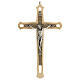 Crucifijo madera clara detalles coloreados Cristo metal 30 cm s1
