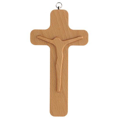 Wood crucifix with embossed Christ's silhouette 20 cm 1