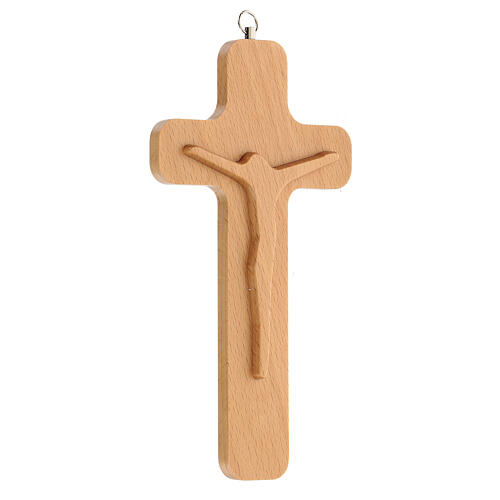 Wood crucifix with embossed Christ's silhouette 20 cm 3