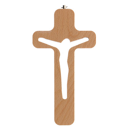 Kruzifix aus Holz mit Lochung in Form von Christus, 20 cm 1