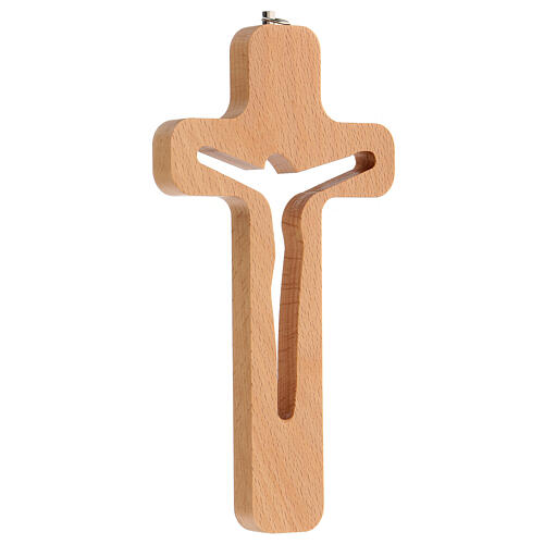 Wood crucifix with cut-out body of Christ 20 cm 3