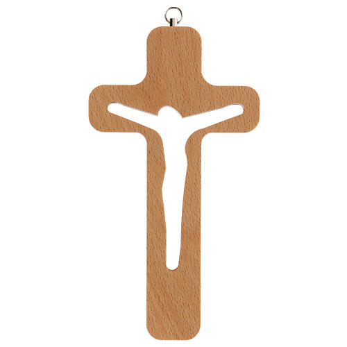 Wood crucifix with cut-out body of Christ 20 cm 4
