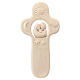 Croce con sacra famiglia bimbo acero naturale Val Gardena s1