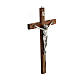 Crucifix bois noyer décoration gravée 25 cm s3