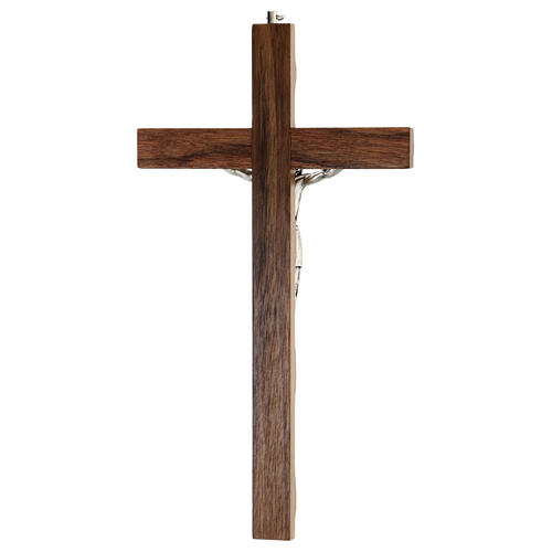 Crucifixo madeira nogueira bordos entalhados 25 cm 4