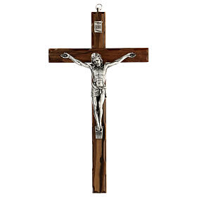 Crucifix in walnut wood with engraved decoration 25 cm