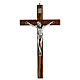 Crucifix in walnut wood with engraved decoration 25 cm s1
