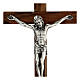 Crucifix in walnut wood with engraved decoration 25 cm s2