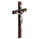 Crucifix bois avec rainures et Christ argenté 25 cm s3