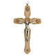 Crucifix bois olivier Jésus métal Saint Benoît 21 cm s1