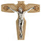 Crucifix bois olivier Jésus métal Saint Benoît 21 cm s2