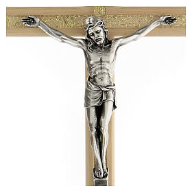 Kruzifix mit Plexiglas-Dekoration und goldenen Strohhalmen, 25 cm