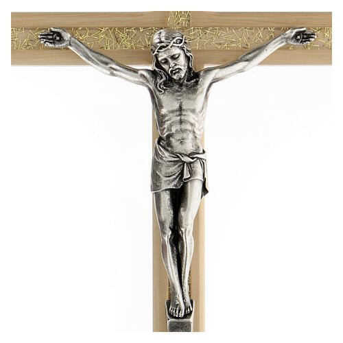 Kruzifix mit Plexiglas-Dekoration und goldenen Strohhalmen, 25 cm 2