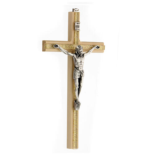 Kruzifix mit Plexiglas-Dekoration und goldenen Strohhalmen, 25 cm 3