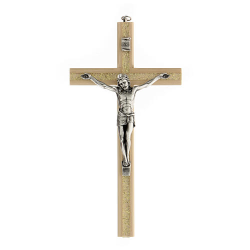 Crucifix décoration plexiglas paillettes dorées 25 cm 1