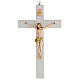 Crucifix blanc verni bois frêne pagne doré 27 cm s1